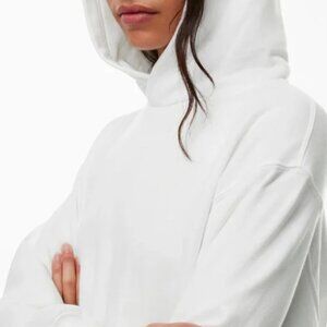 TNA Airy AF Fleece White Pullover Hoodie Sweatshirt Pockets S